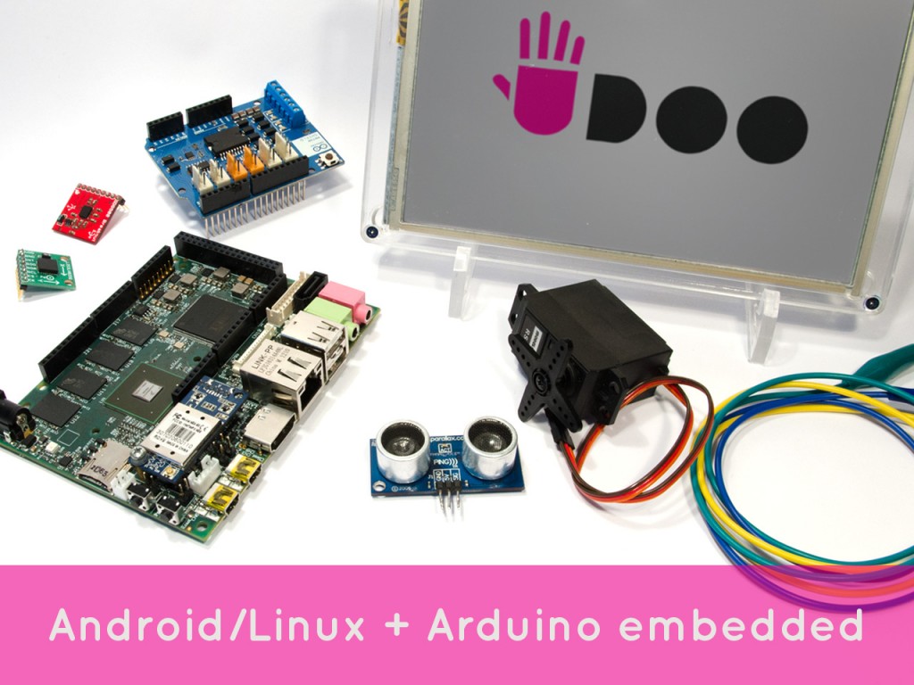 Udoo development board with a variety of sensors and a display